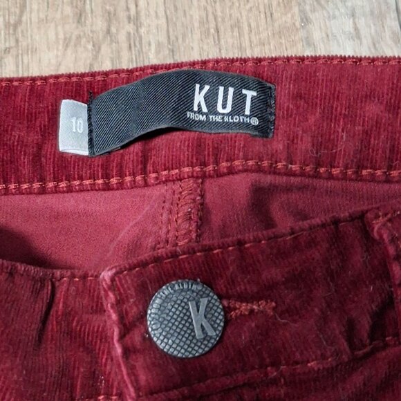 Kut From The Kloth Burgundy Corduroy Jeans 10 Skinny Stretch - Picture 3 of 8